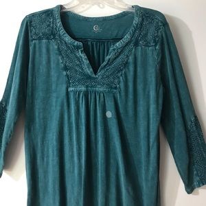 CATO-Stone washed Blue/Green Top/Blouse-Medium NWT